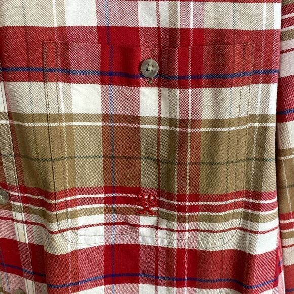 Wrangler Twenty X 20X Button Down Shirt Mens Sz M Long Sleeve Plaid Red Tan West - Picture 4 of 12